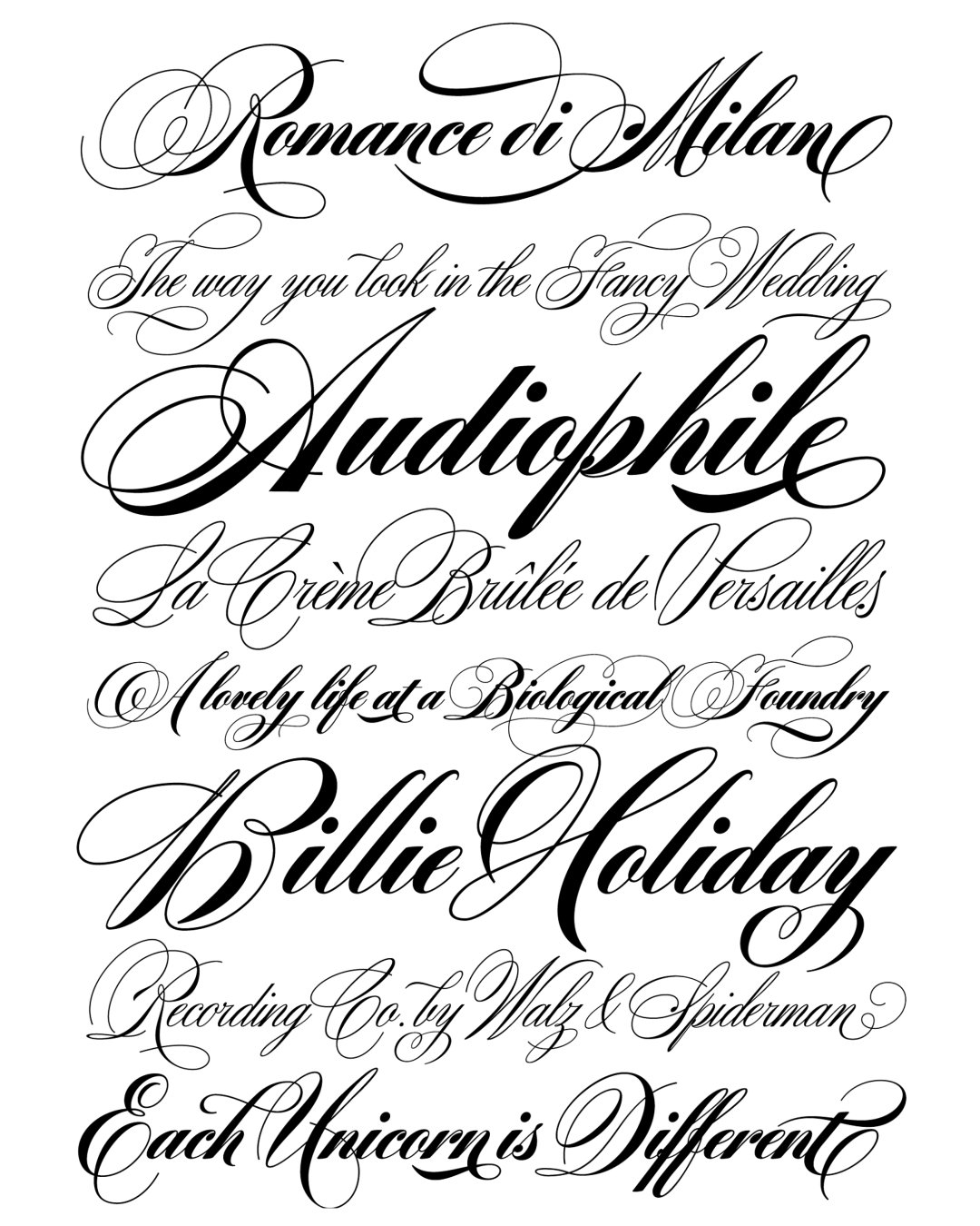 Specimen Bibliophile Script