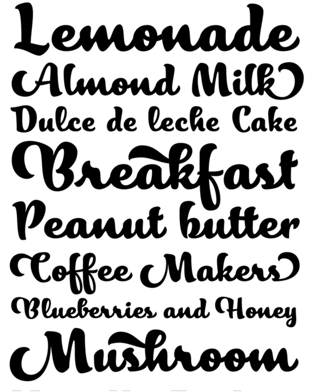 Specimen Merengue Script