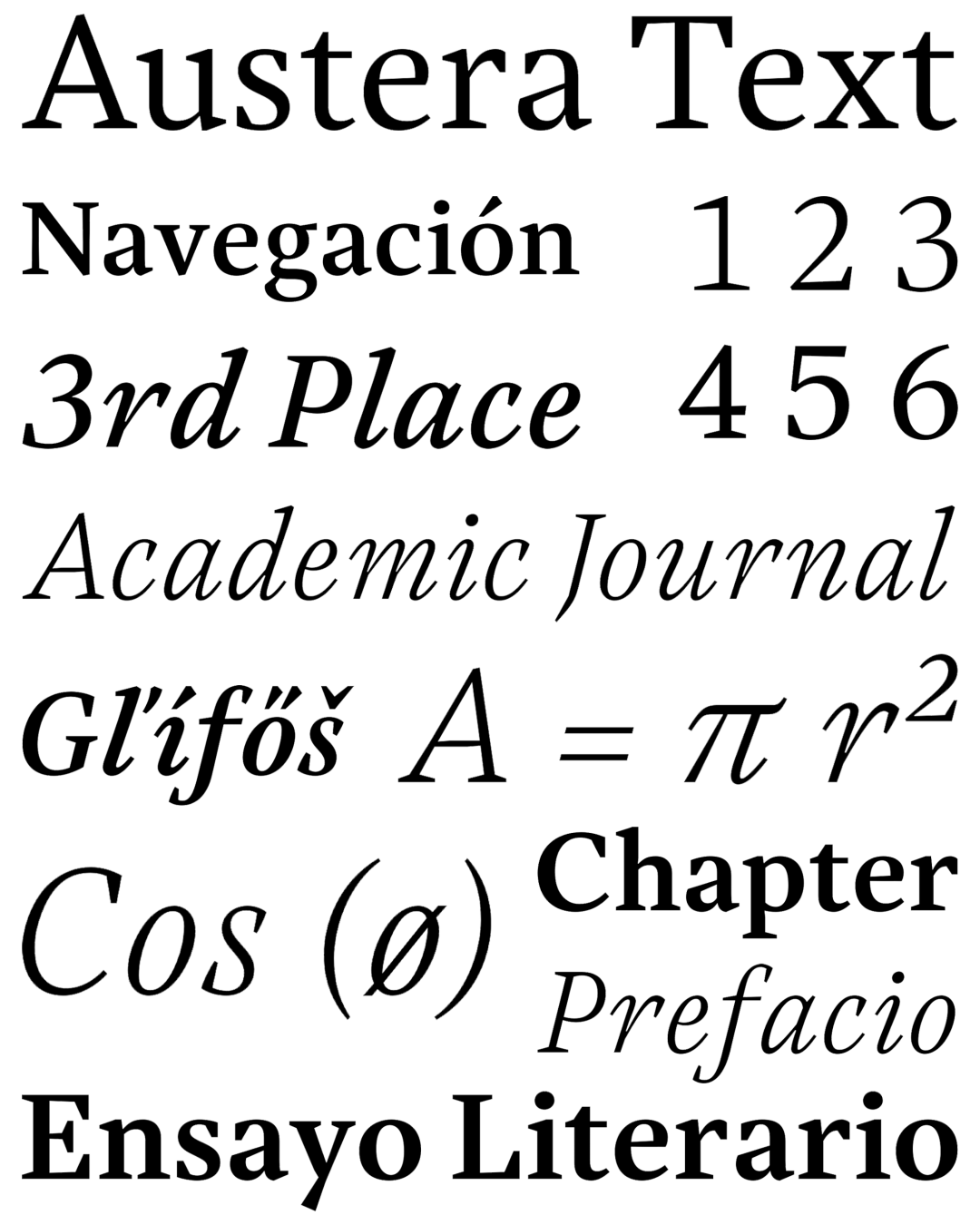 Specimen Austera Text Extralight