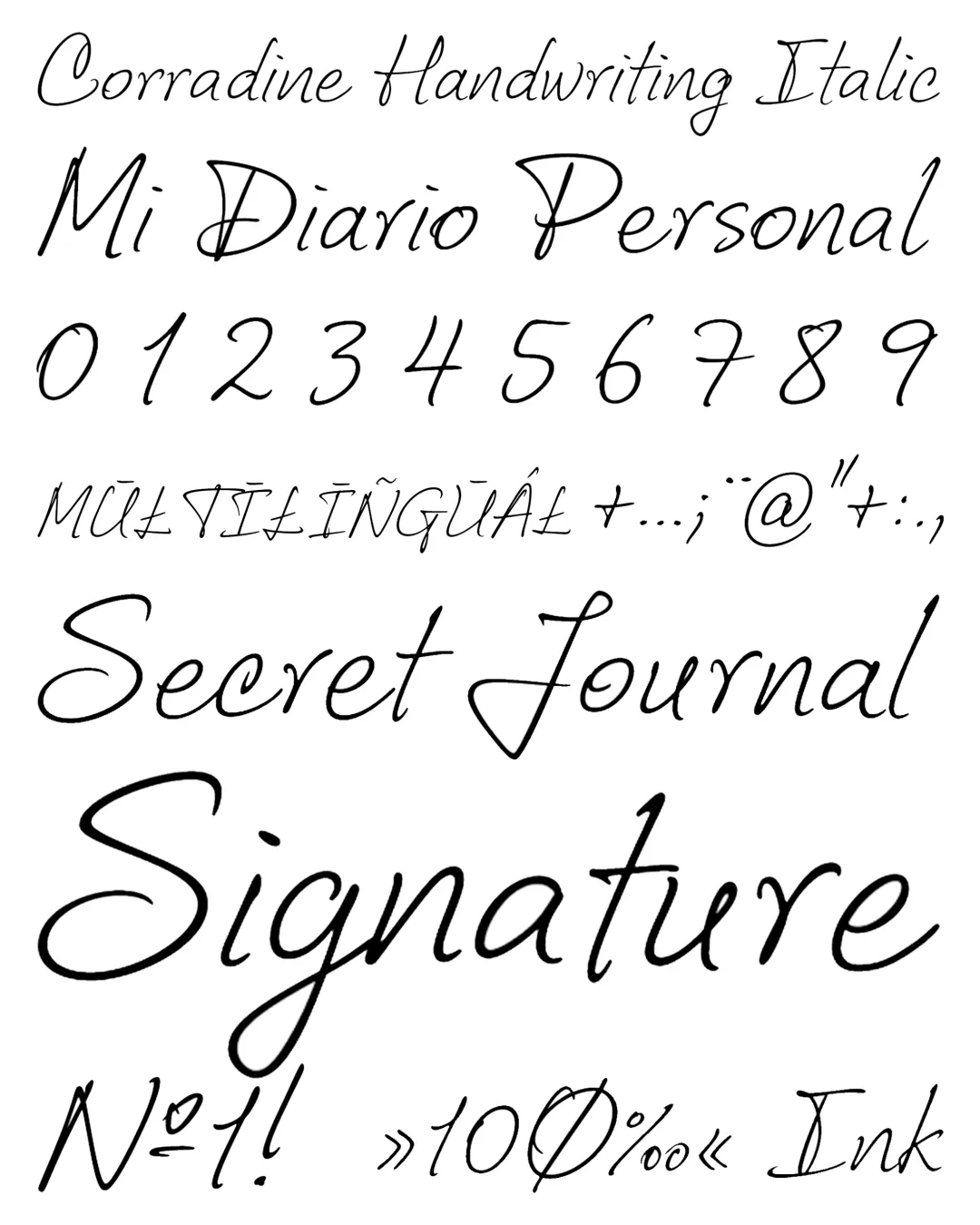 Specimen Corradine Handwriting Italic