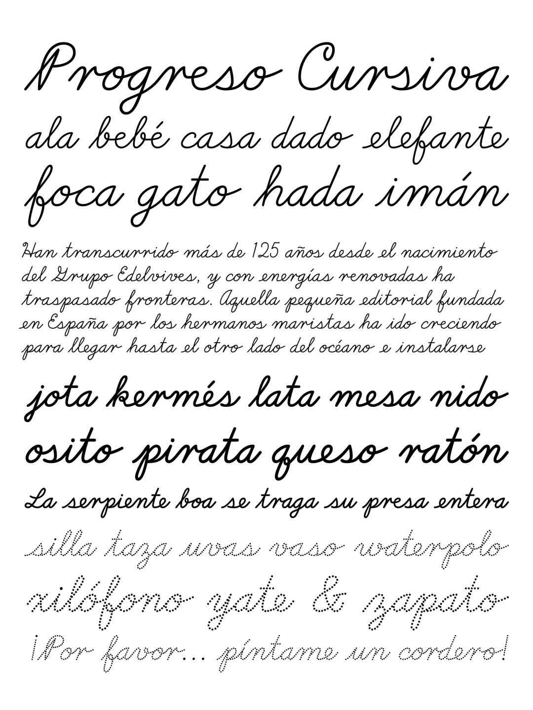 Specimen Progreso Cursiva